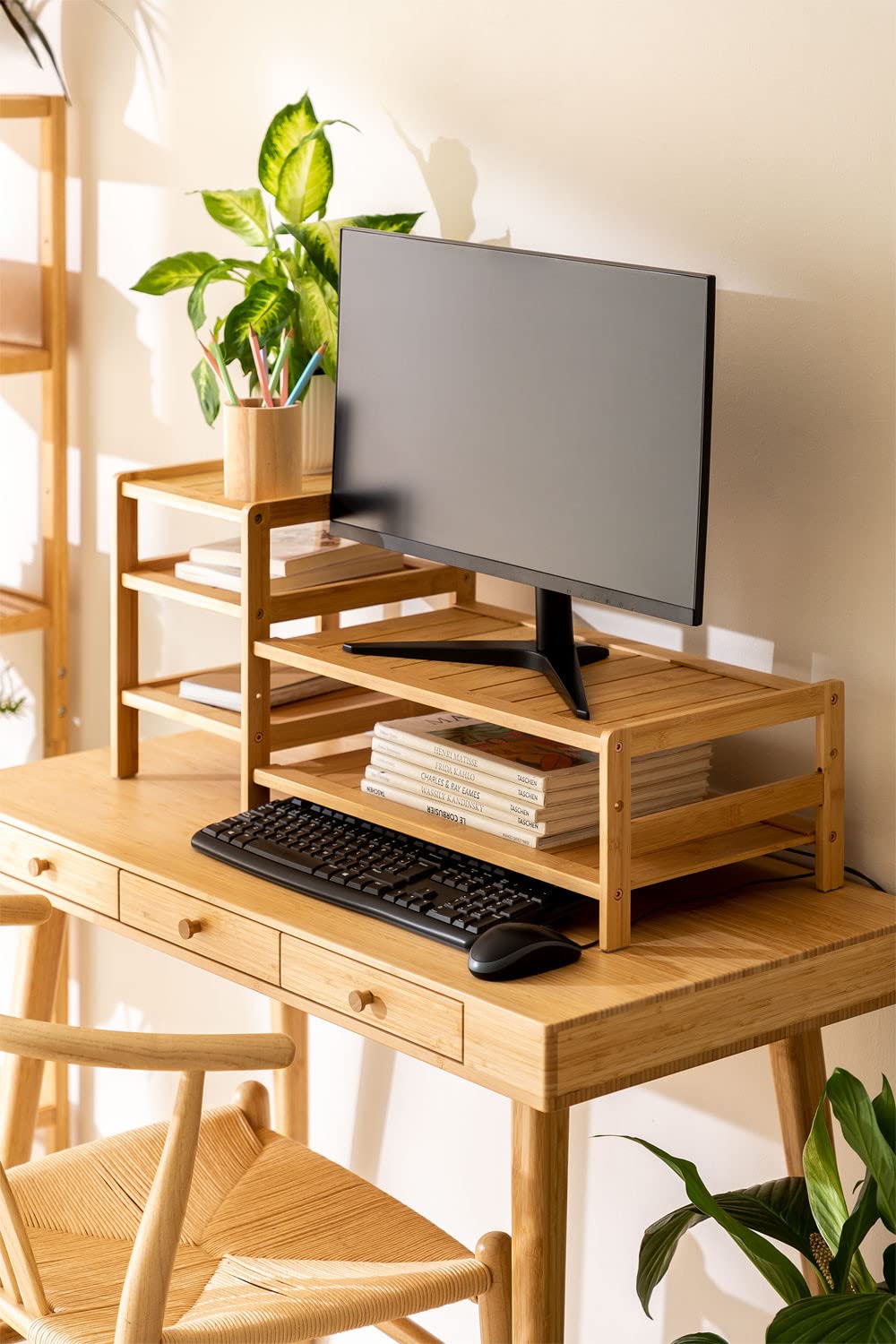 Sklum Murez supporto monitor in bambù con ripiani