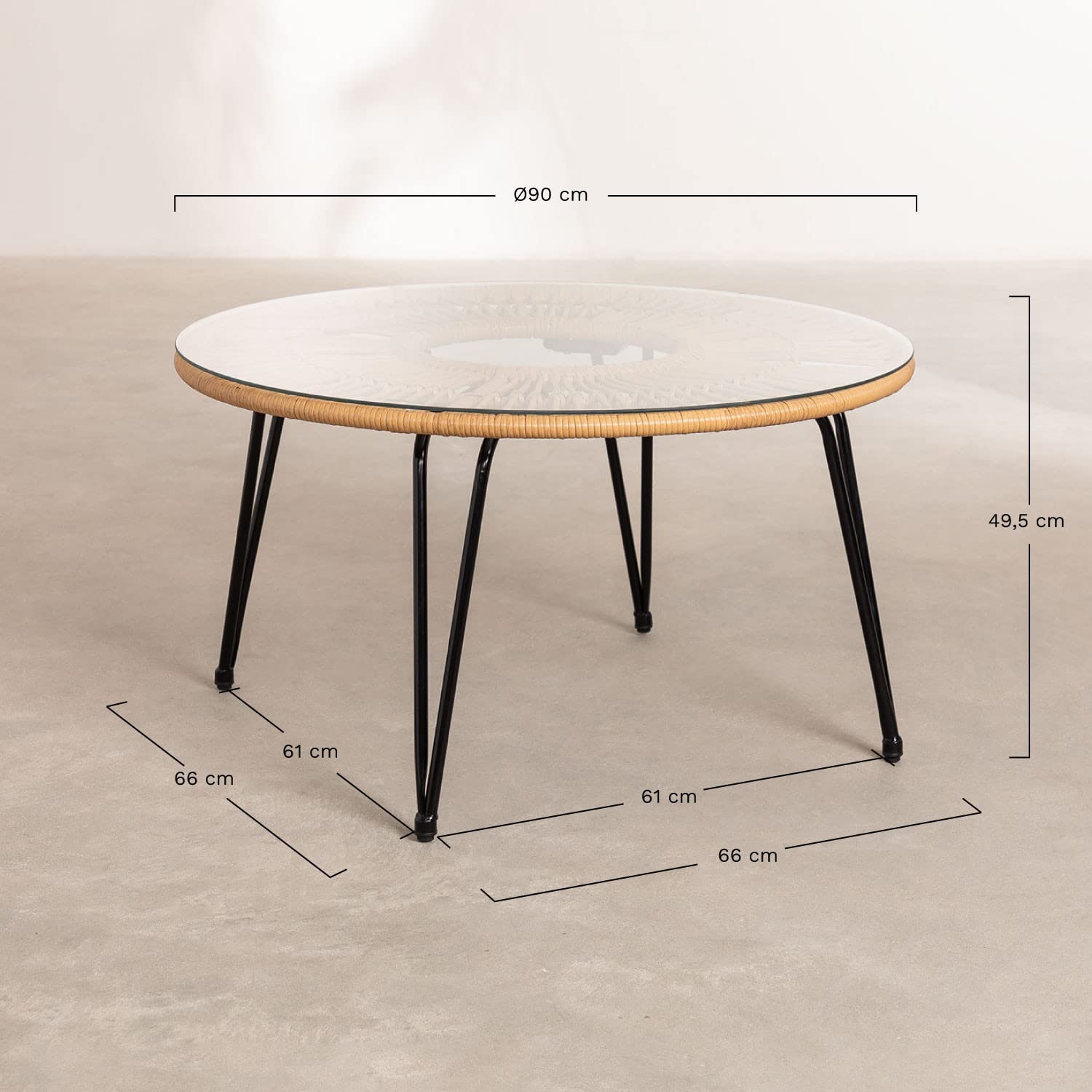 Sklum Kuman tavolino giardino rotondo rattan naturale Ø90 cm