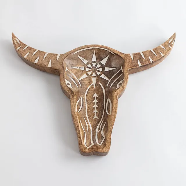 Sklum Sonte figura decorativa teschio in legno mango