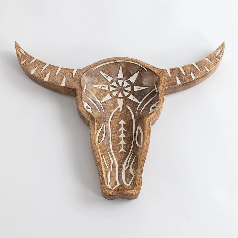 Sklum Sonte figura decorativa teschio in legno mango