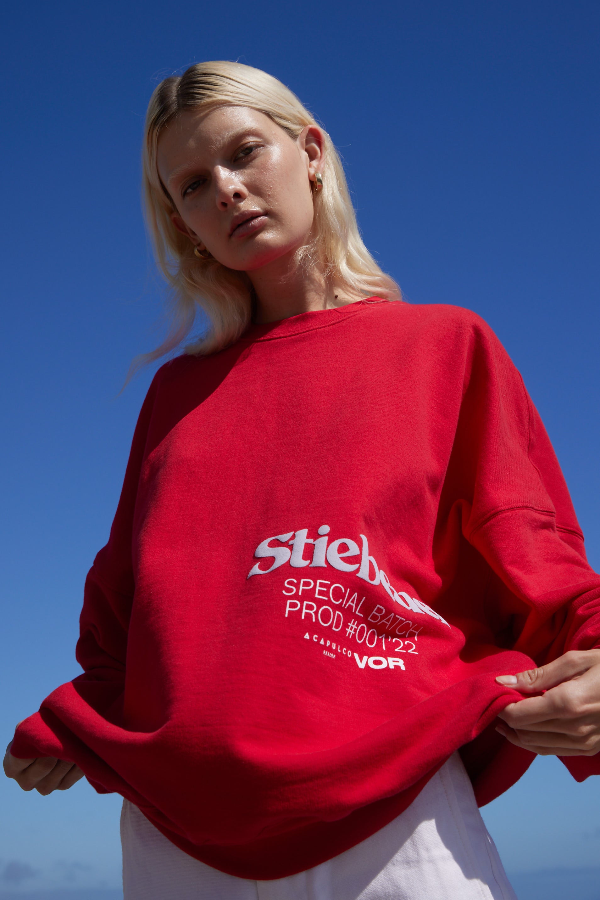 Acapulco Design SAV 001 Crewneck felpa rossa M cotone bio