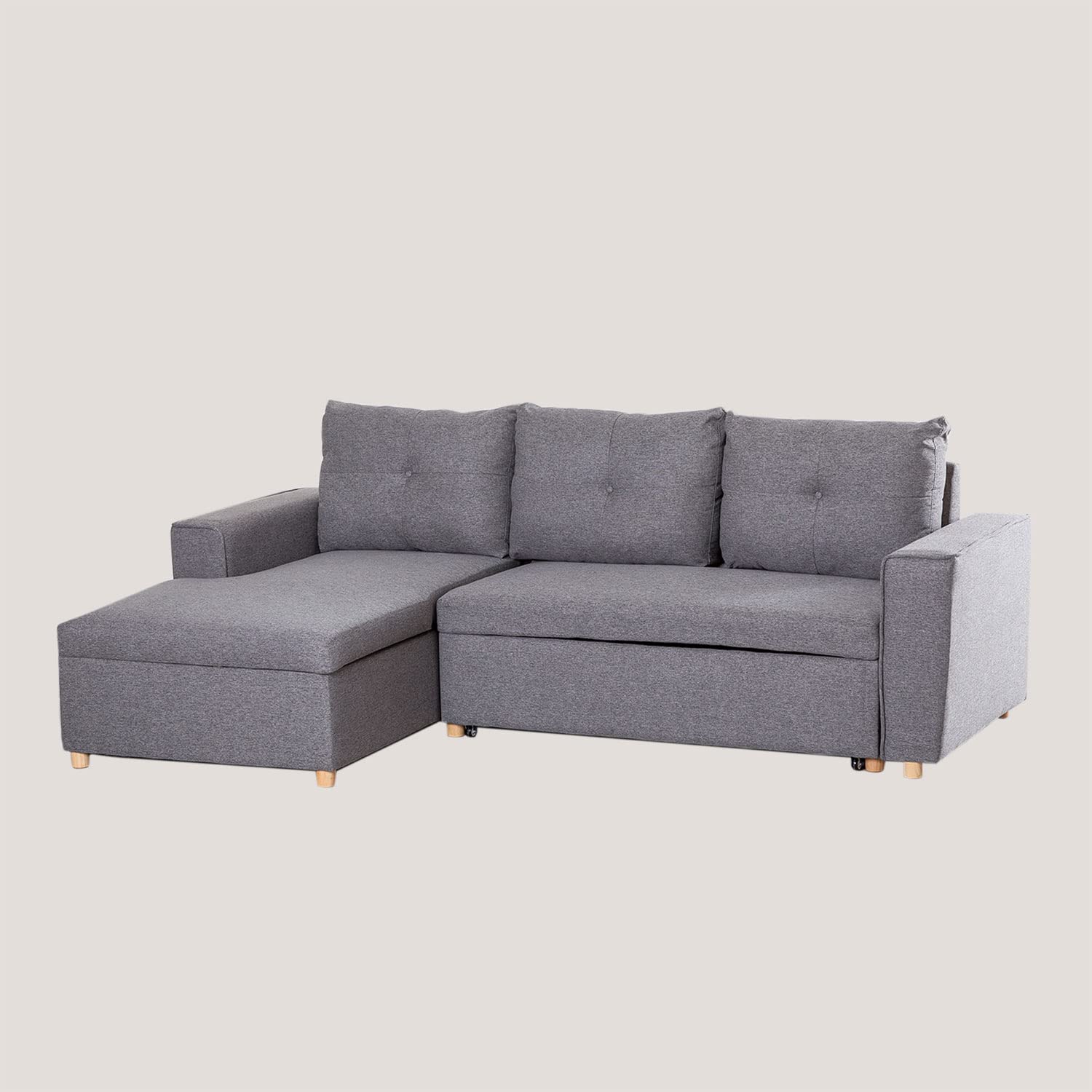 Sklum Calvin Divano Letto Chaise Longue 3 Posti Grigio Scuro