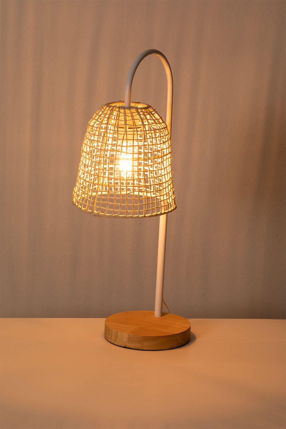 Sklum Gavia lampada da tavolo rattan bianco