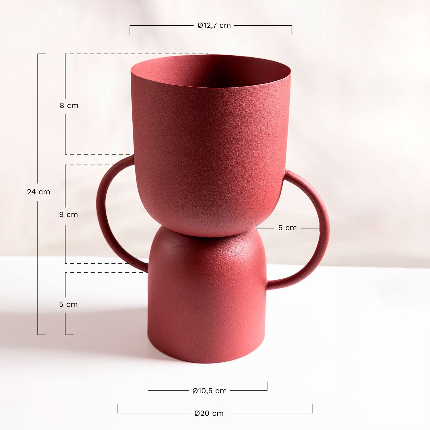 Sklum Rob vaso in metallo rosso granata Ø20 cm