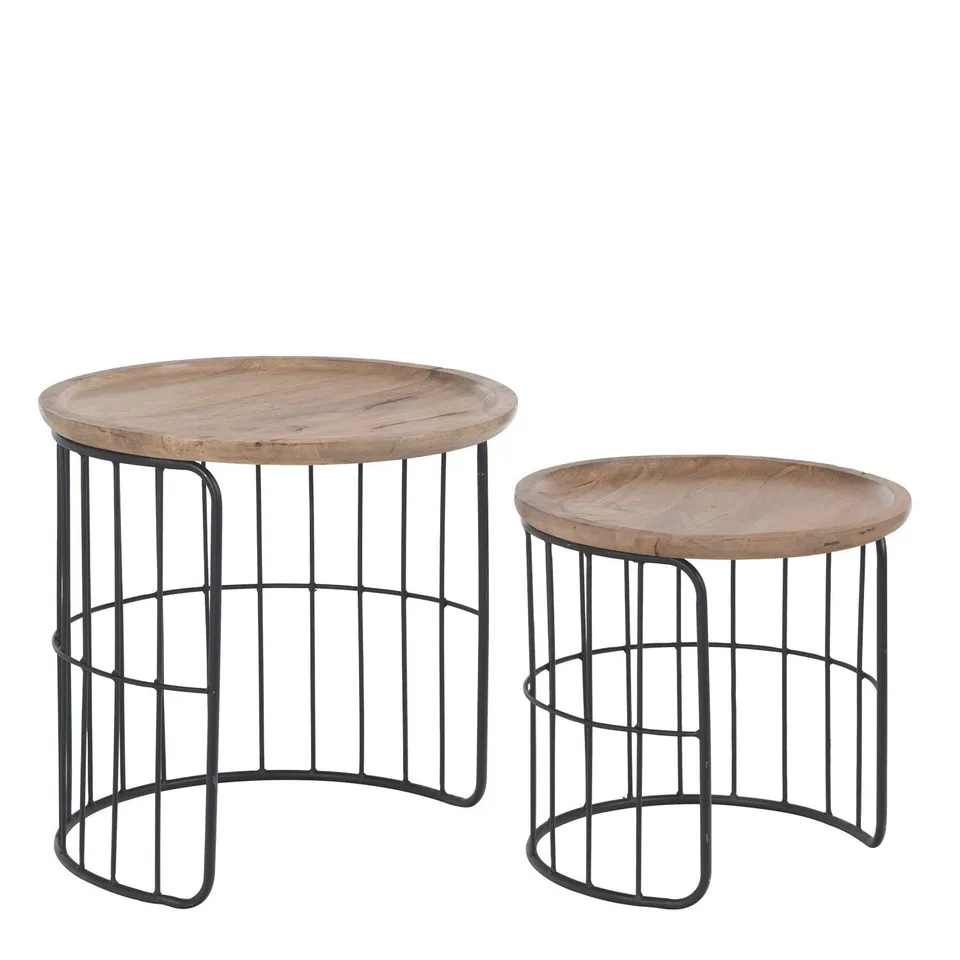 Sklum Ound Style set 2 tavolini impilabili in legno riciclato
