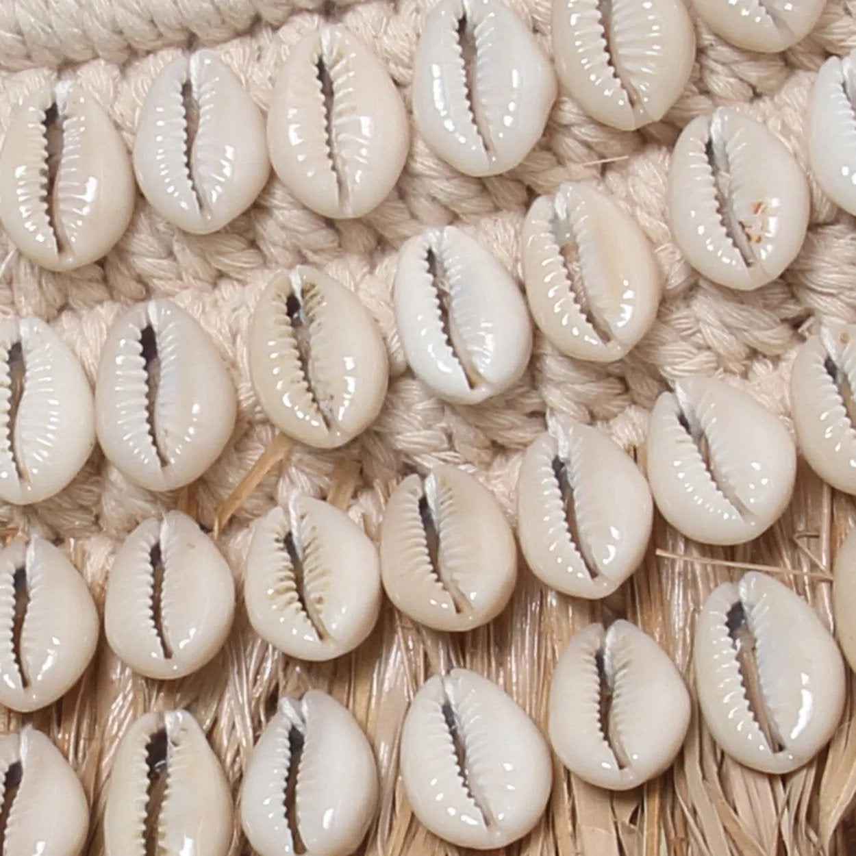 Bambua Raffia Cowrie specchio bianco naturale rafia