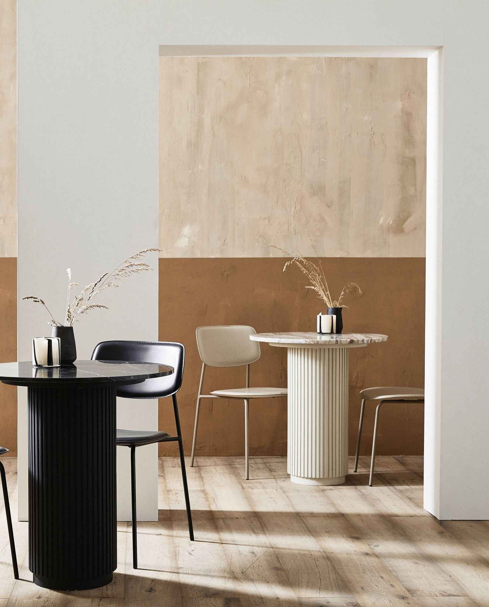 Bambua Erie tavolino marmo avorio base legno