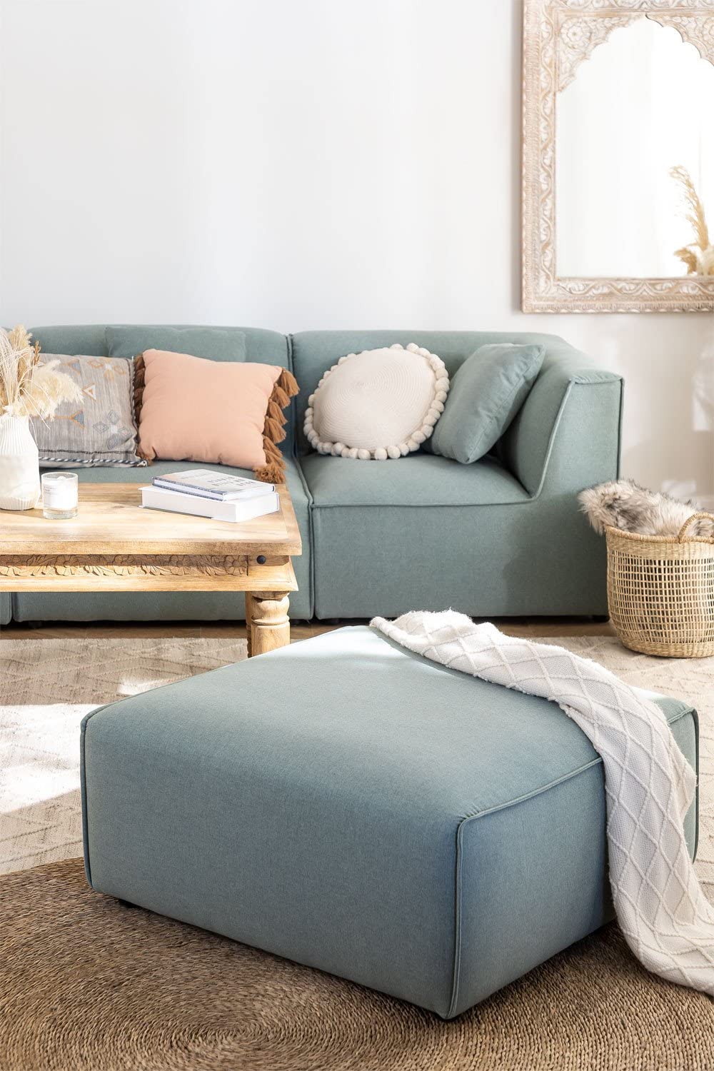 Sklum Aremy pouf divano componibile celadon tessuto
