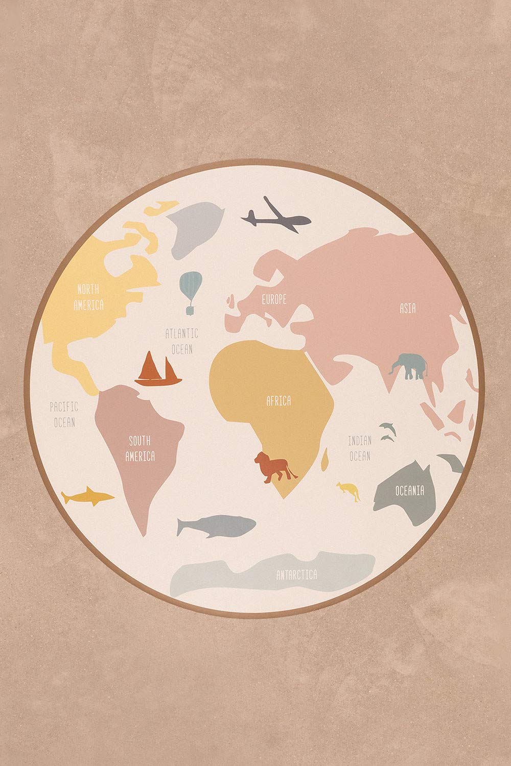 Sklum Nirar Kids A Tappeto Rotondo Ø150 cm Vinile Mappa