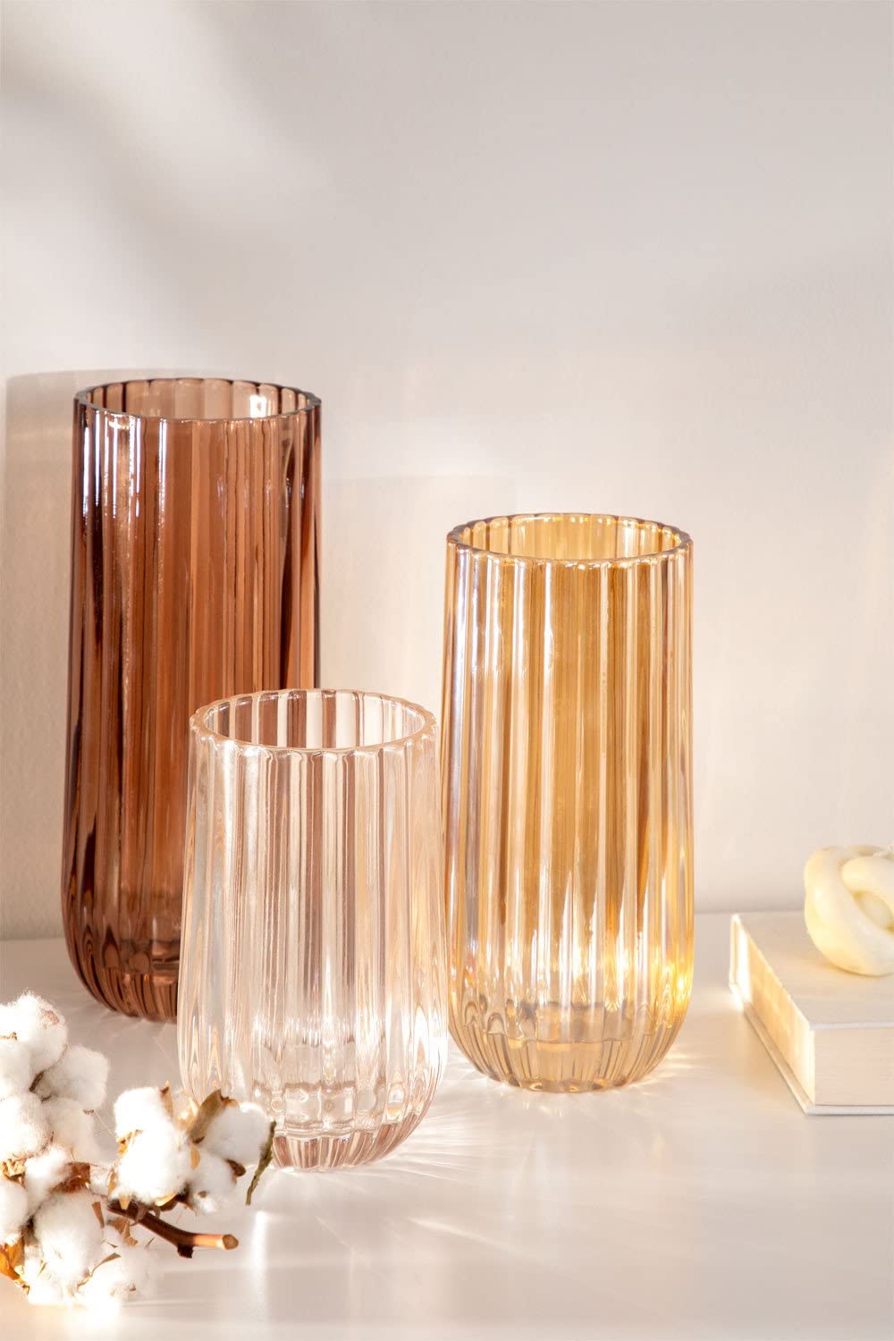 Sklum Jizon Vaso in Vetro Marrone Caramello