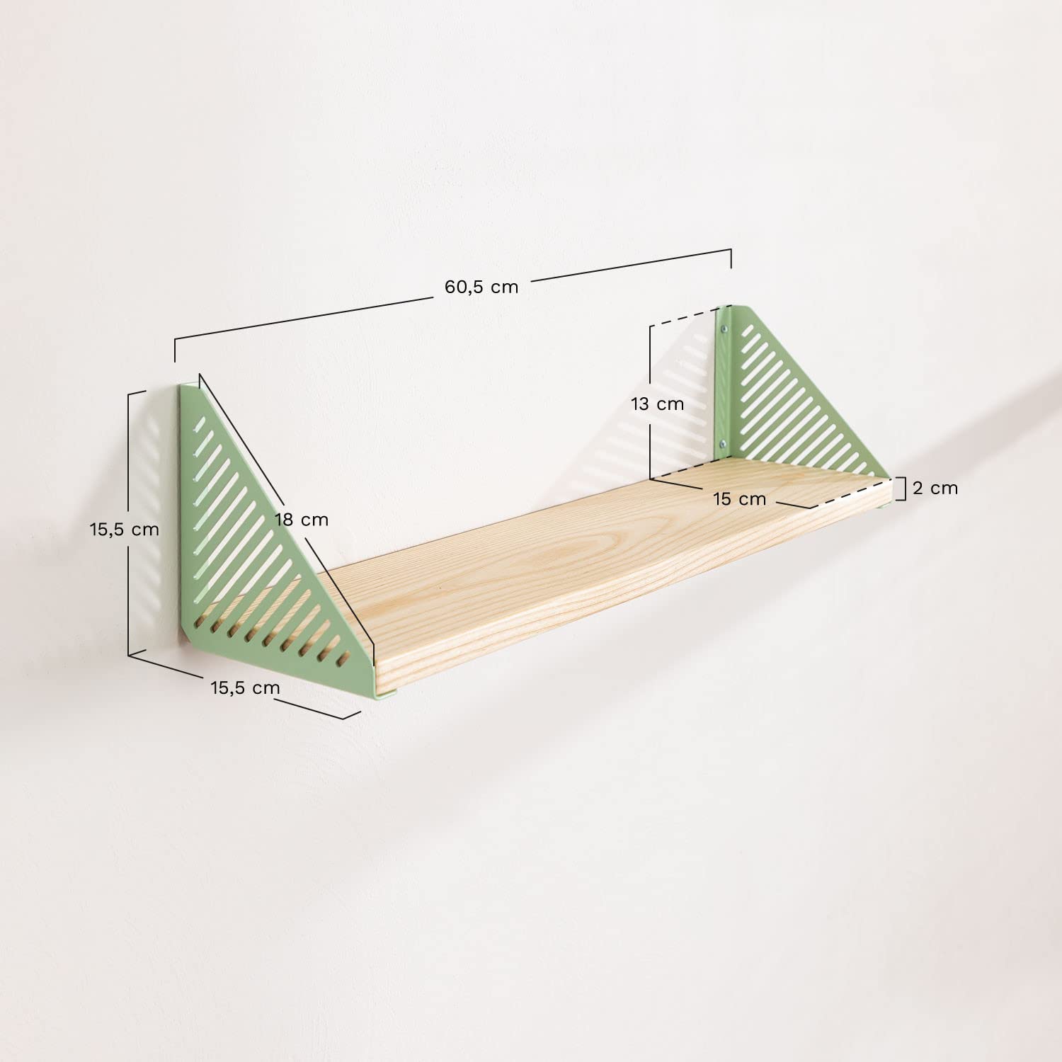 Sklum Etmu Celadon 60,5 cm Scaffale in Legno e Acciaio