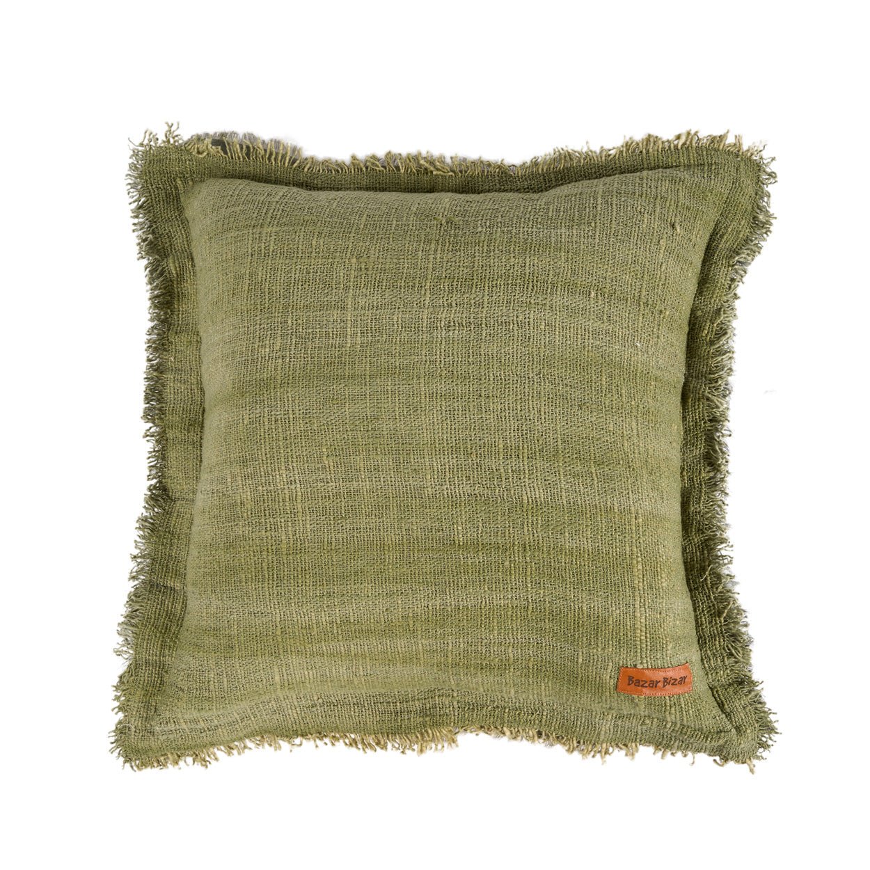 Bambua Jungle Fringe copricuscino verde in cotone