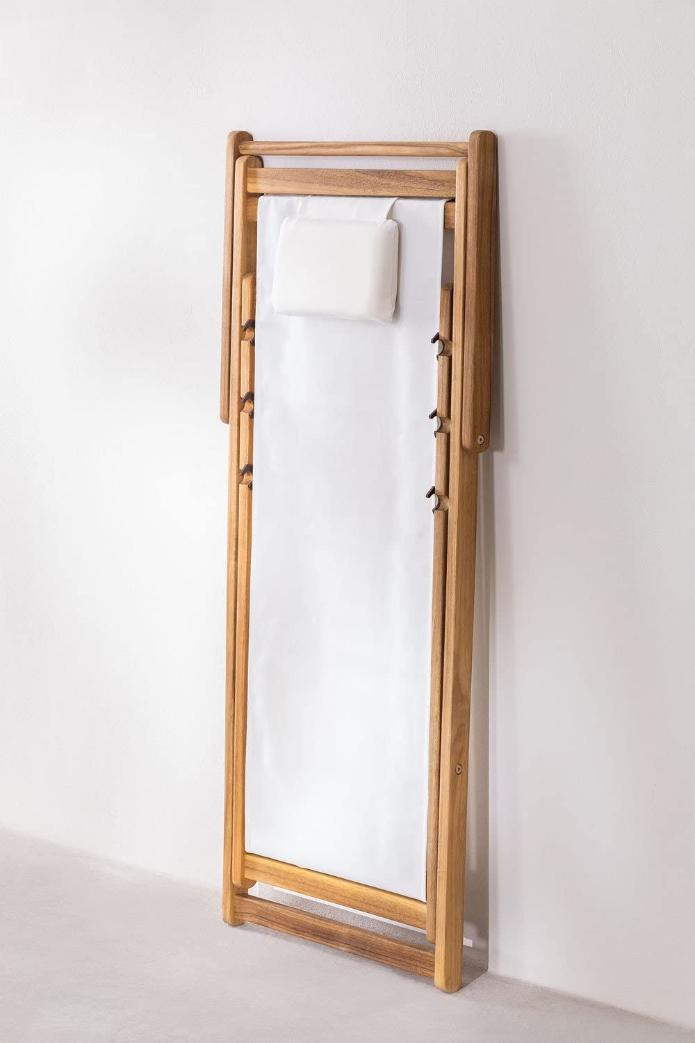 Sklum Kardis Sdraio Pieghevole Legno Bianco Antico con Cuscino