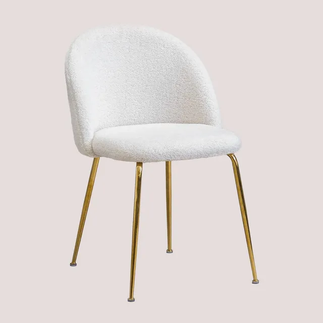 Sklum Kana Sedia da Pranzo in Bouclé con Gambe Acciaio