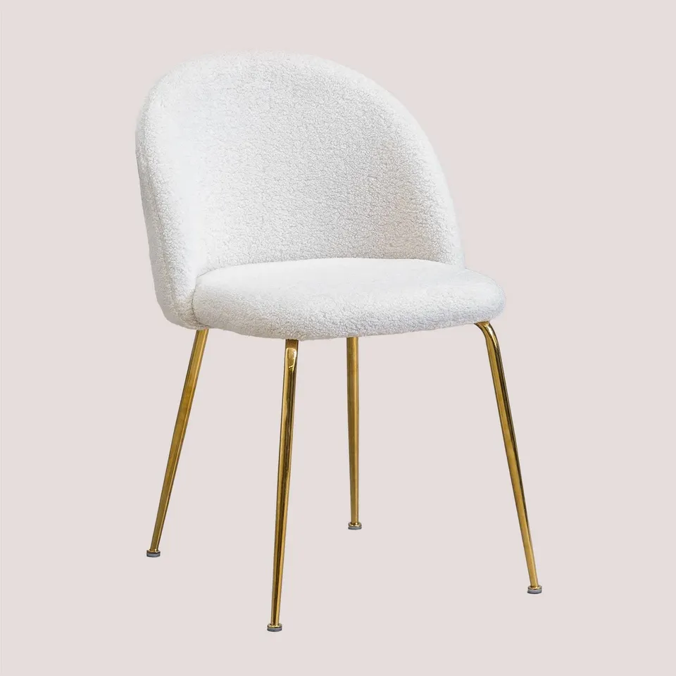 Sklum Kana Sedia da Pranzo in Bouclé con Gambe Acciaio