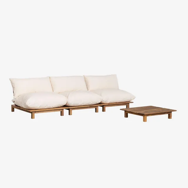 Sklum Brina 3 Pezzi con Tavolino Divano in acacia