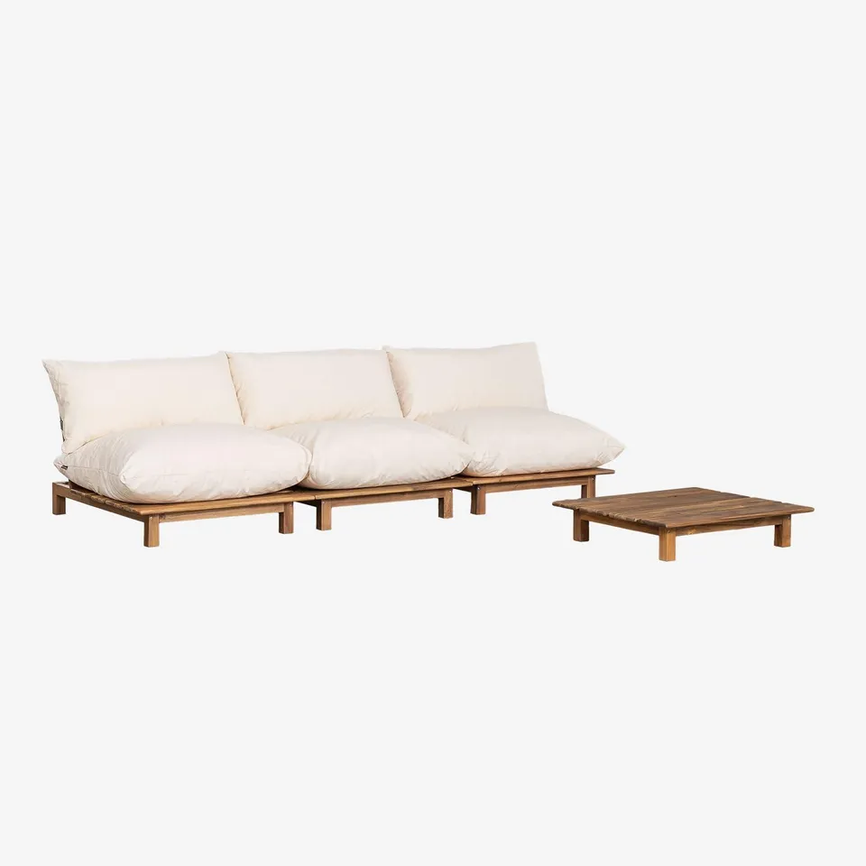 Sklum Brina 3 Pezzi con Tavolino Divano in acacia