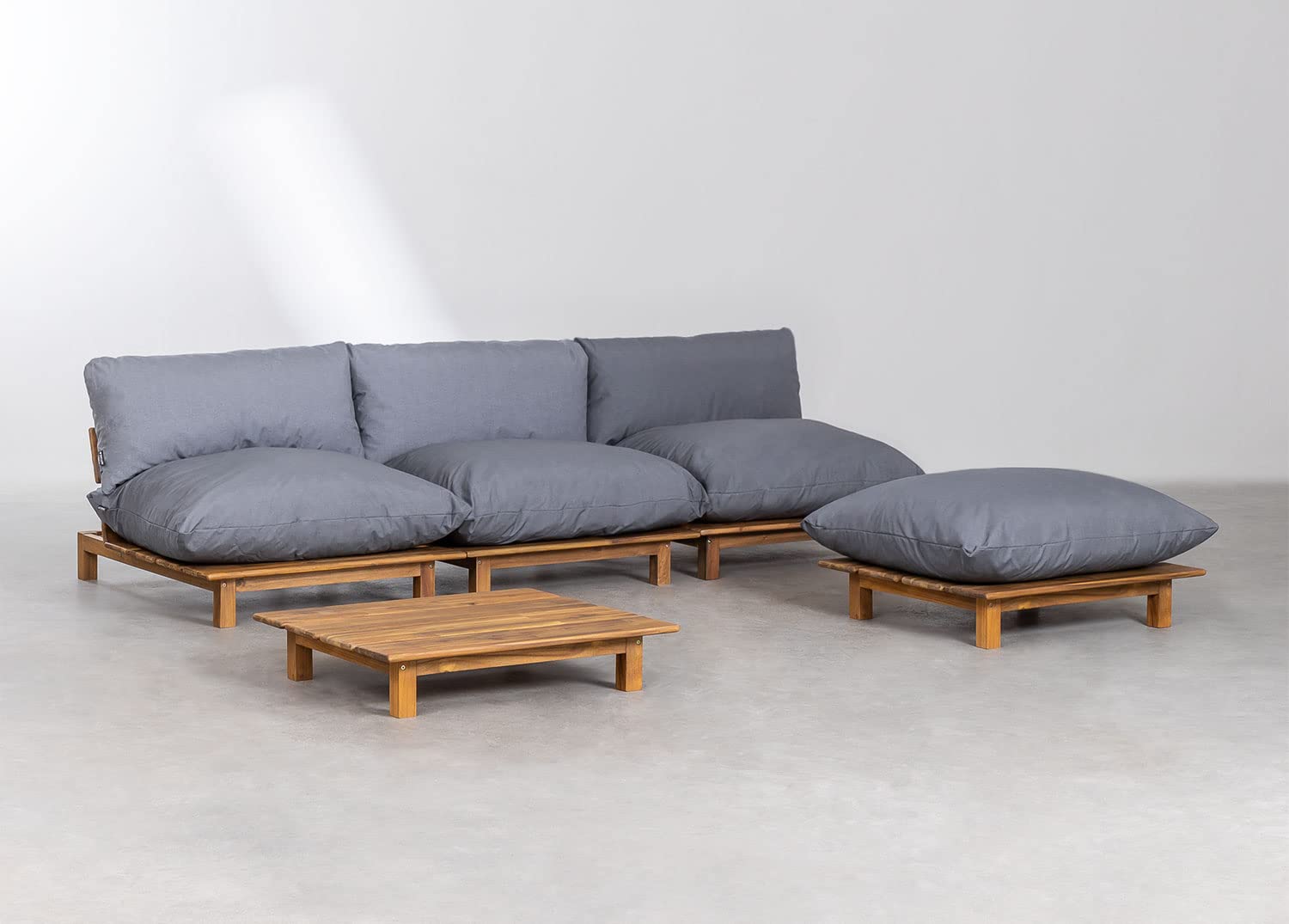 Sklum Brina set giardino modulare reclinabile 3 pezzi acacia