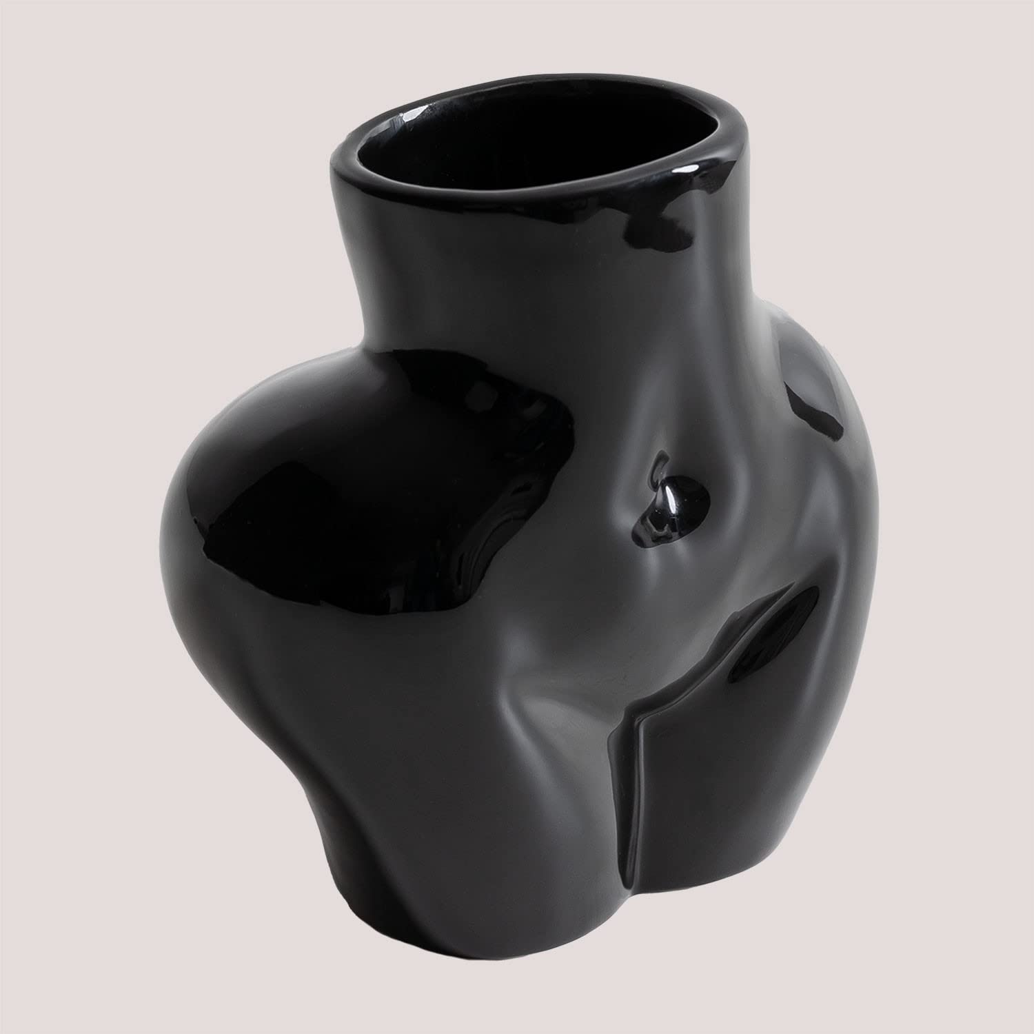 Sklum Isabela Vaso in Ceramica Nero Decorativo