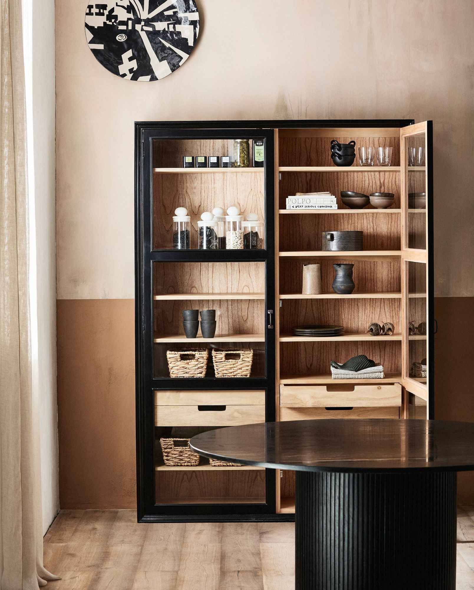 Bambua ERIE tavolo rotondo marmo nero base legno