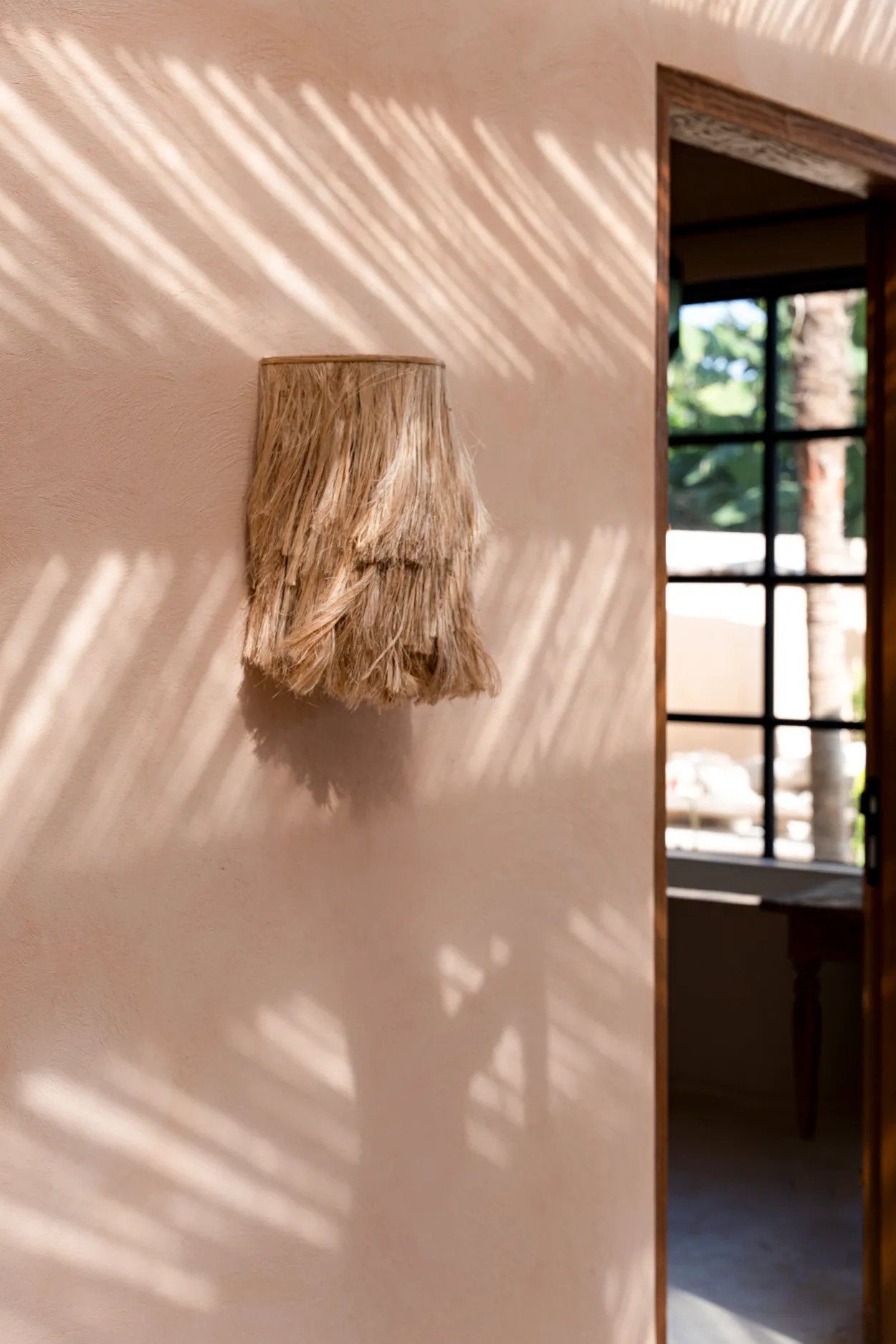 Bambua Abaca Wall Applique lampada da parete naturale S in abaca