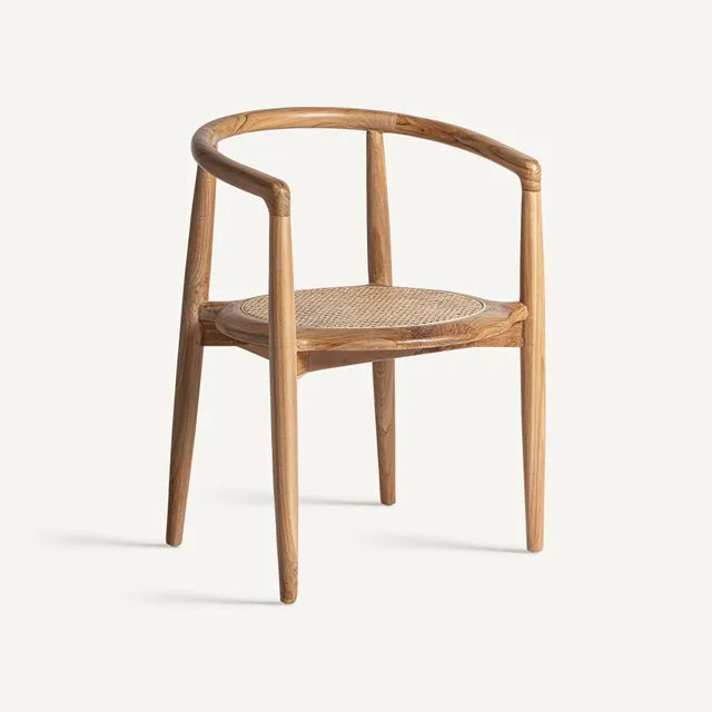 Bambua Tostily sedia da pranzo teak rattan marrone chiaro