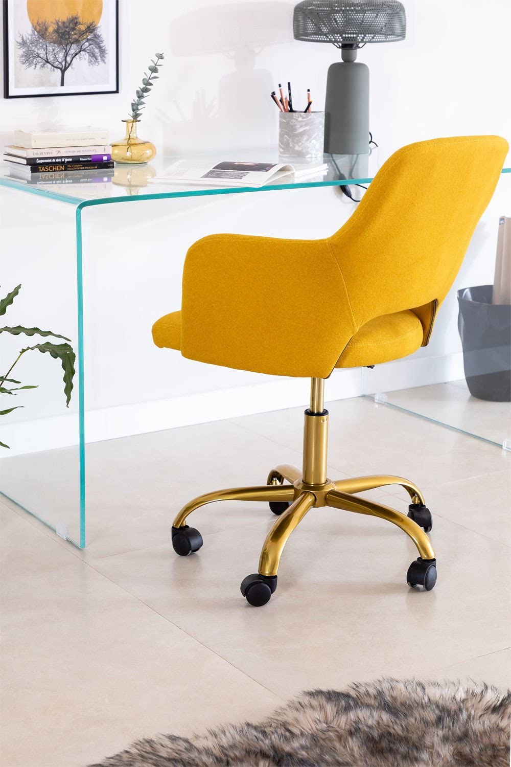 Sklum Egnan sedia da scrivania con rotelle base oro