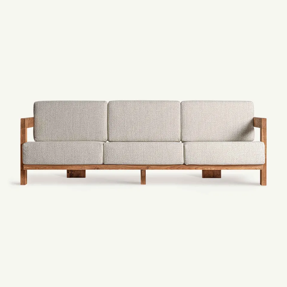 Bambua Testa Divano da Esterno 3 Posti Teak