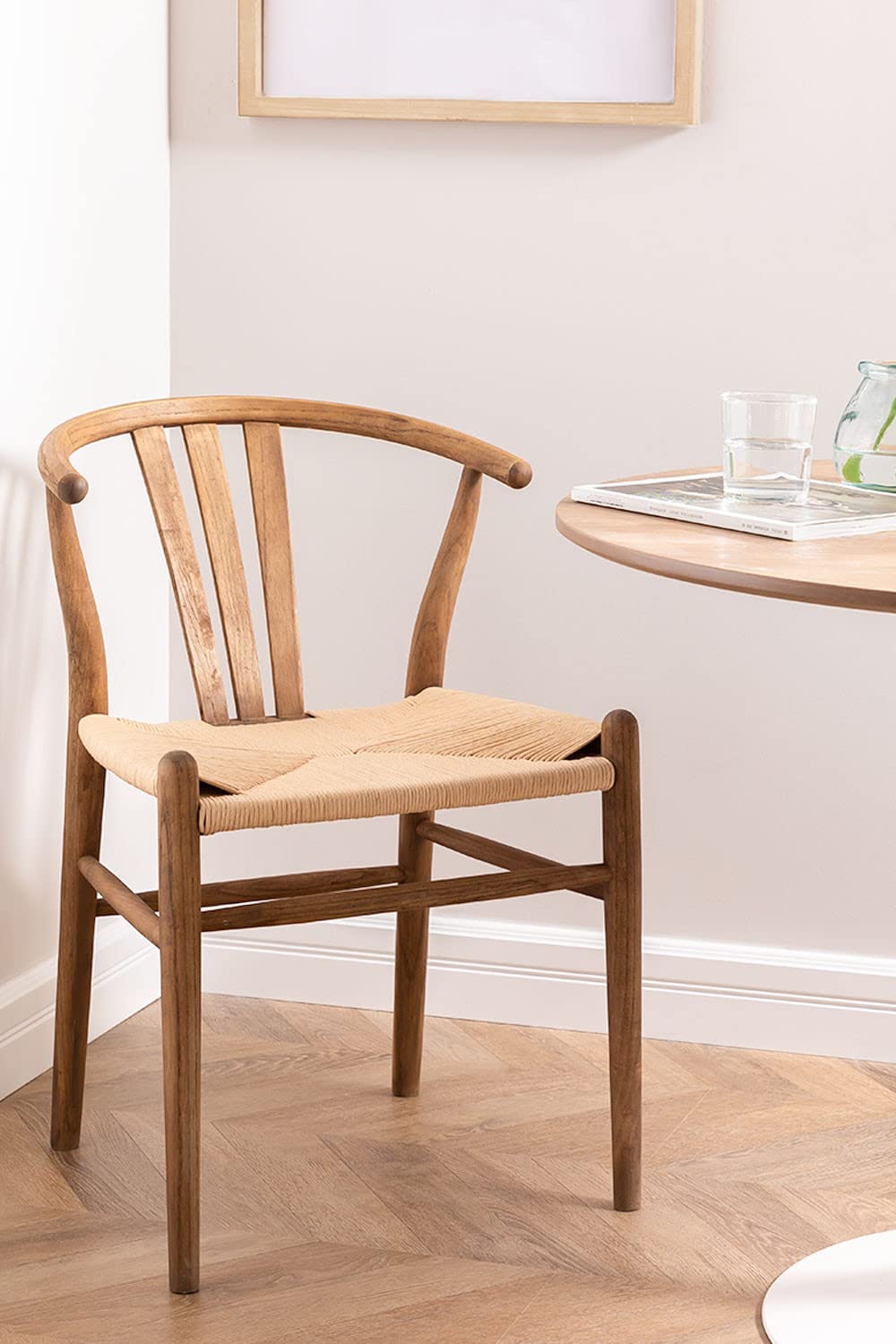 Sklum Uish Retro sedia da pranzo legno scuro corda