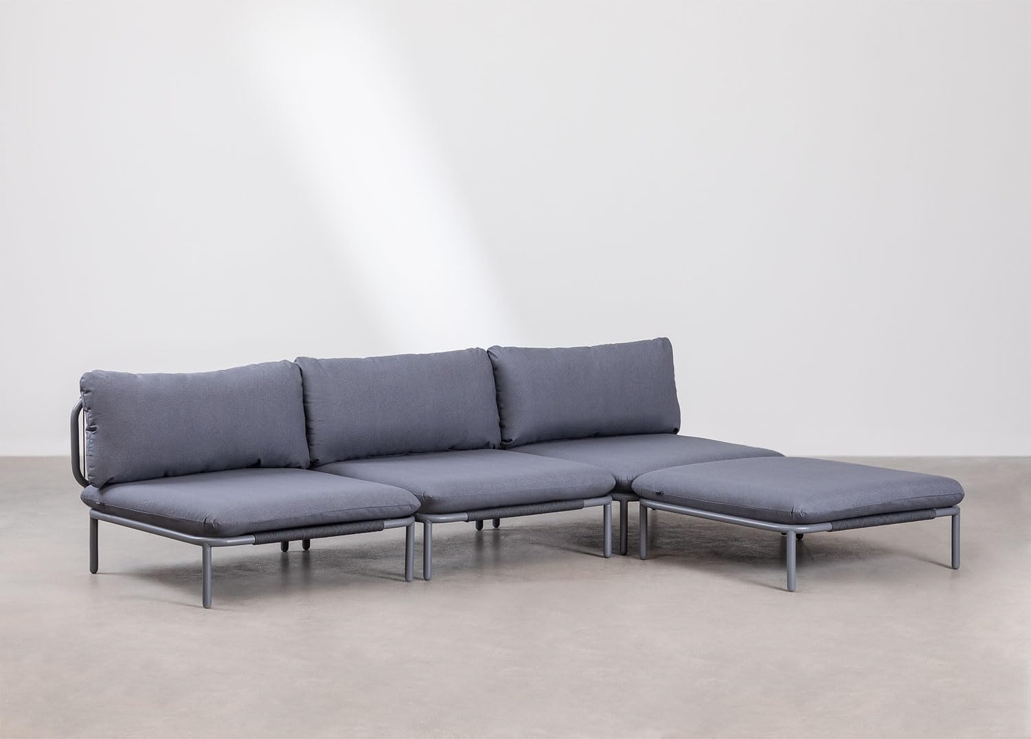 Sklum Roubly Style divano giardino modulare 3 pezzi+pouf antracite