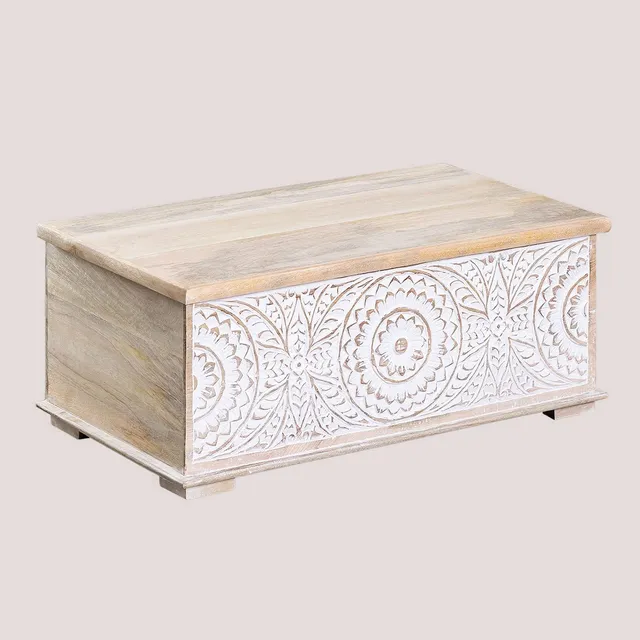 Sklum Gileat baule in legno di mango bianco vintage