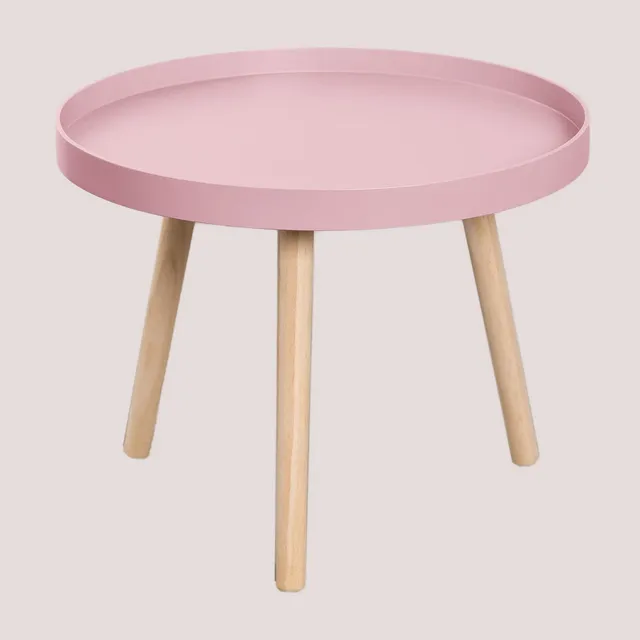 Sklum Sigma tavolino rotondo legno Ø50 rosa nocciola gambe pino