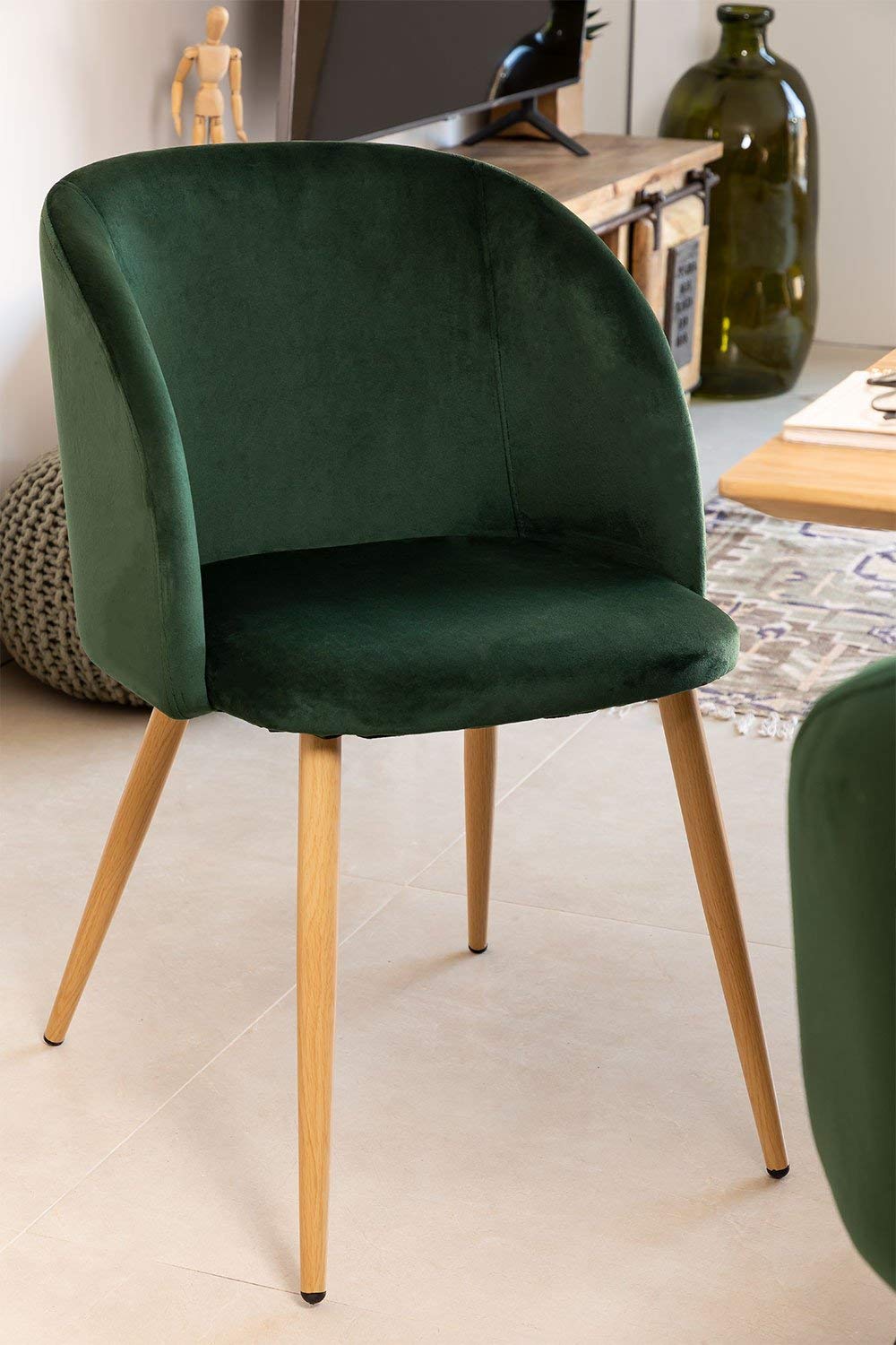 Sklum Kana sedie velluto con braccioli verde jungle 4 pezzi