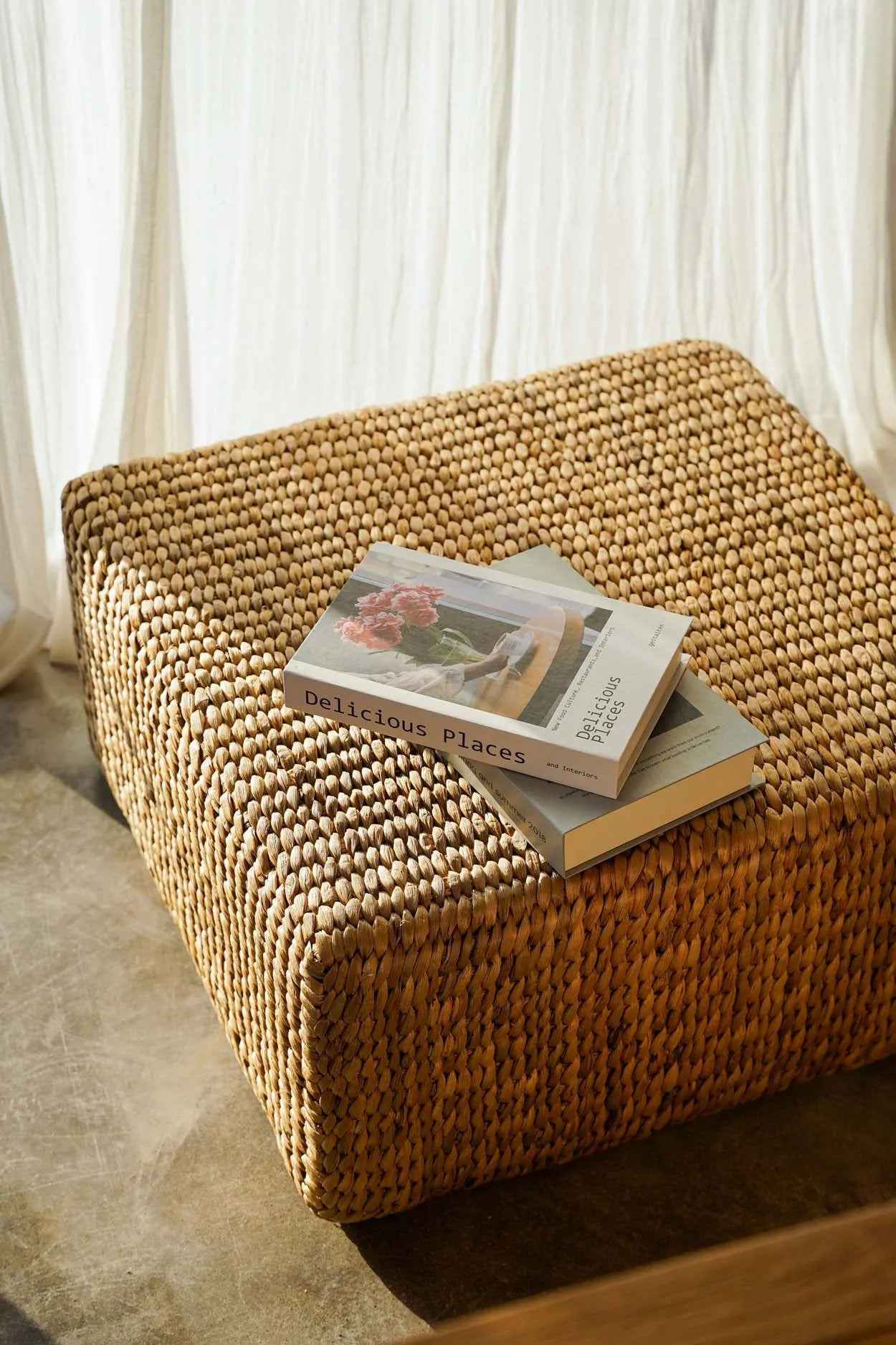Bambua Hyacinth pouf quadrato naturale M giacinto d’acqua