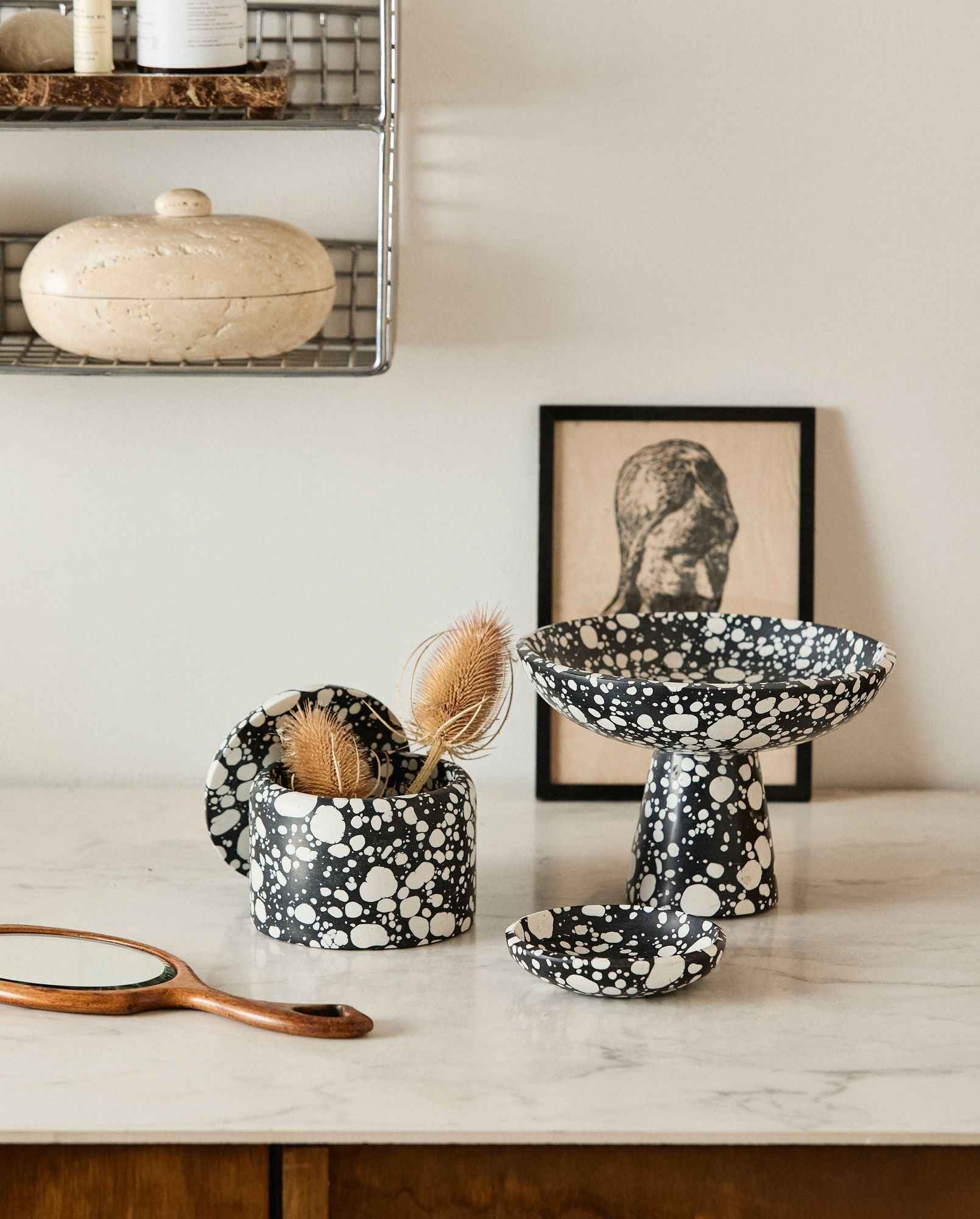 Bambua Mules S Barattolo Terrazzo Nero Bianco