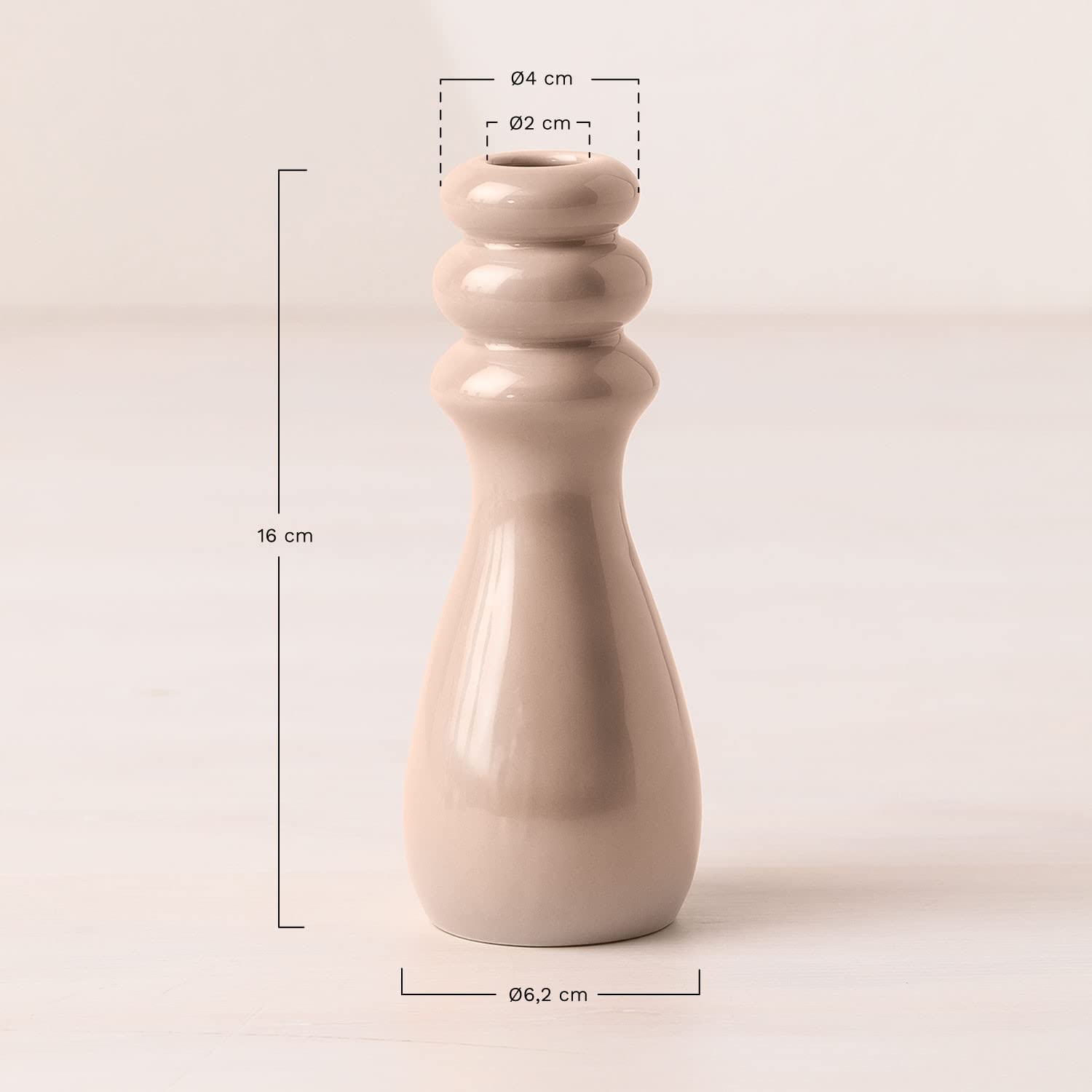 Sklum Alom vaso in ceramica beige lino 16 cm