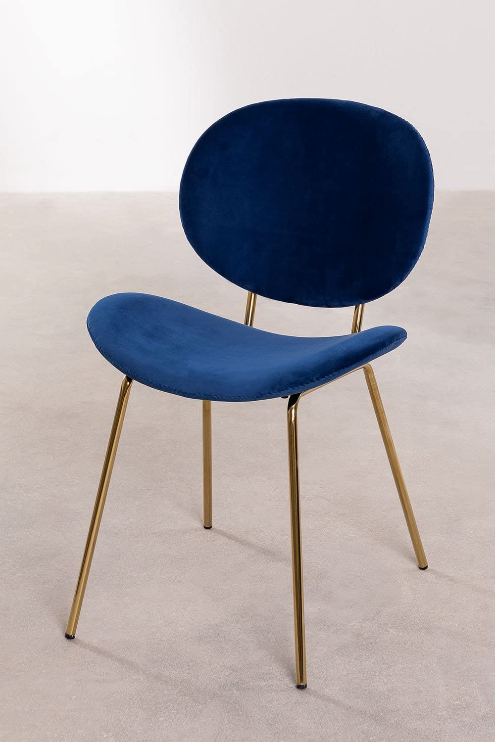 Sklum Laure Sedia Pranzo Velluto Blu Gambe Oro