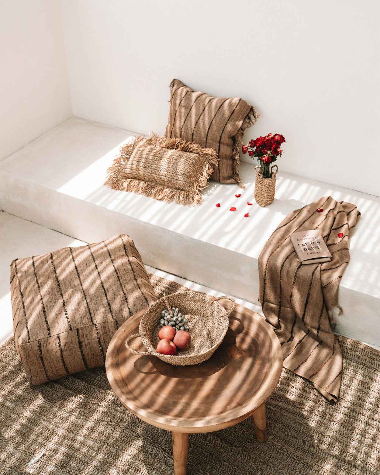 Bambua S'il Vous plaid beige nero in cotone