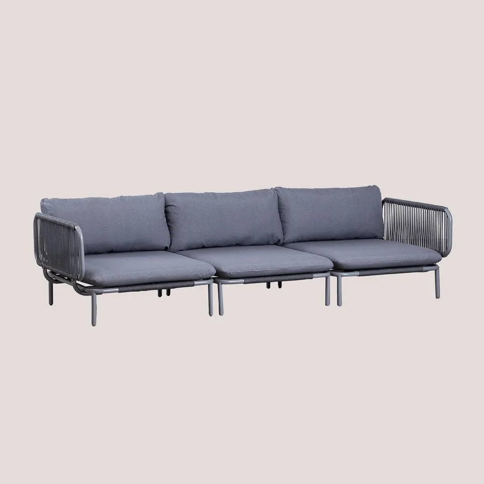 Sklum Roubly Style divano giardino modulare 3 pezzi grigio