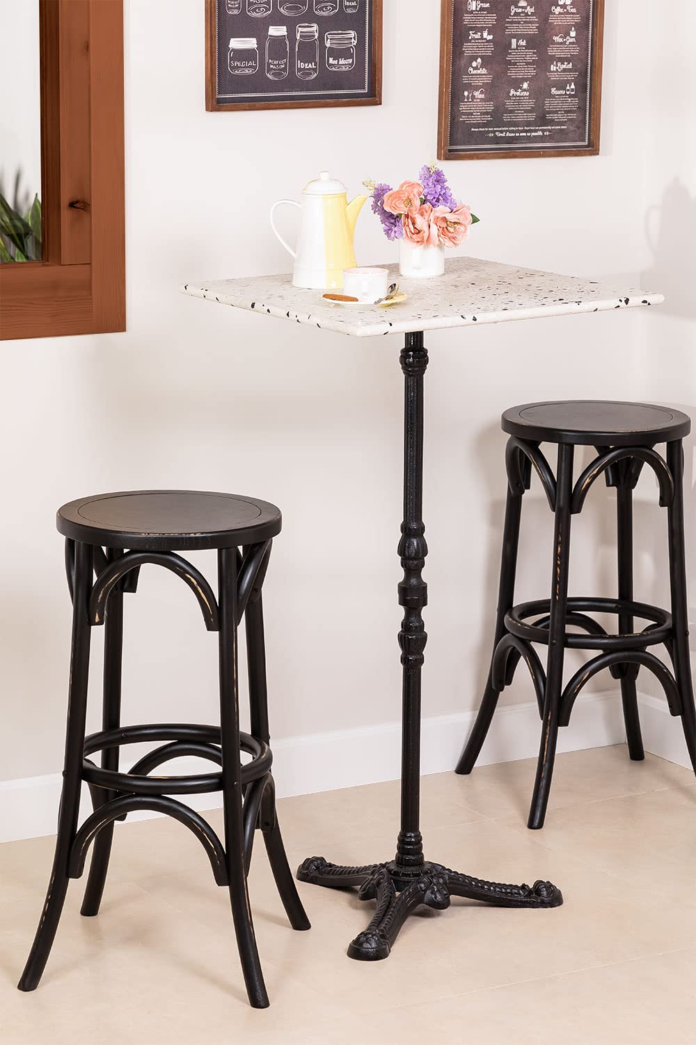 Sklum Vertuo tavolo alto bar terrazzo nero quadrato 60 cm