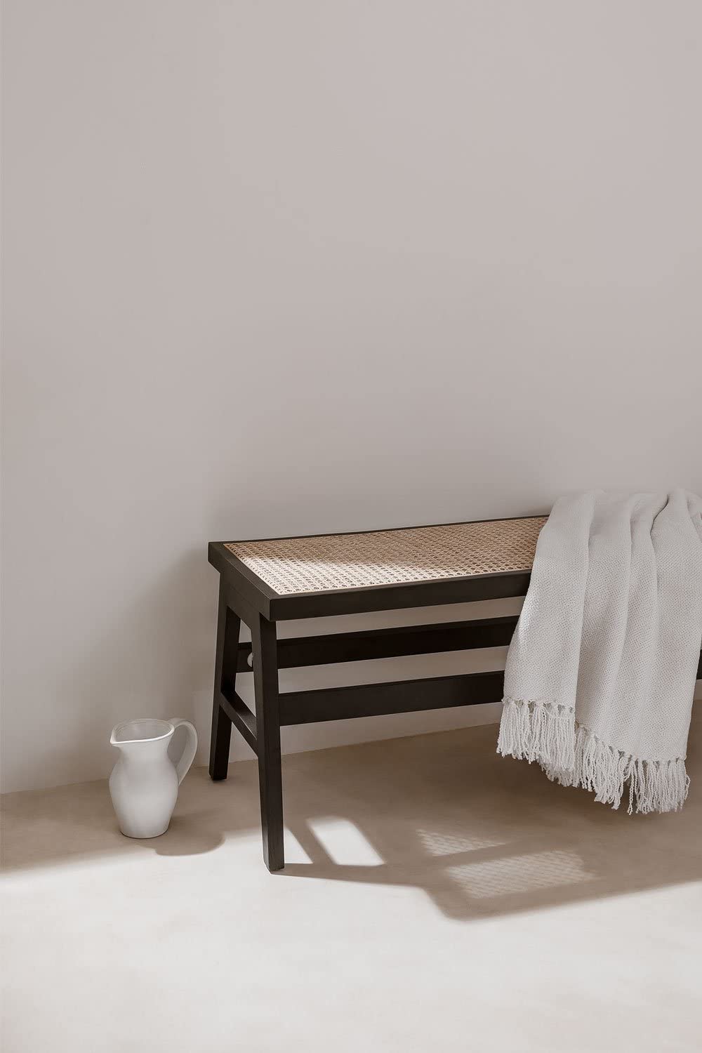 Sklum Lali panca frassino rattan nero 110 cm