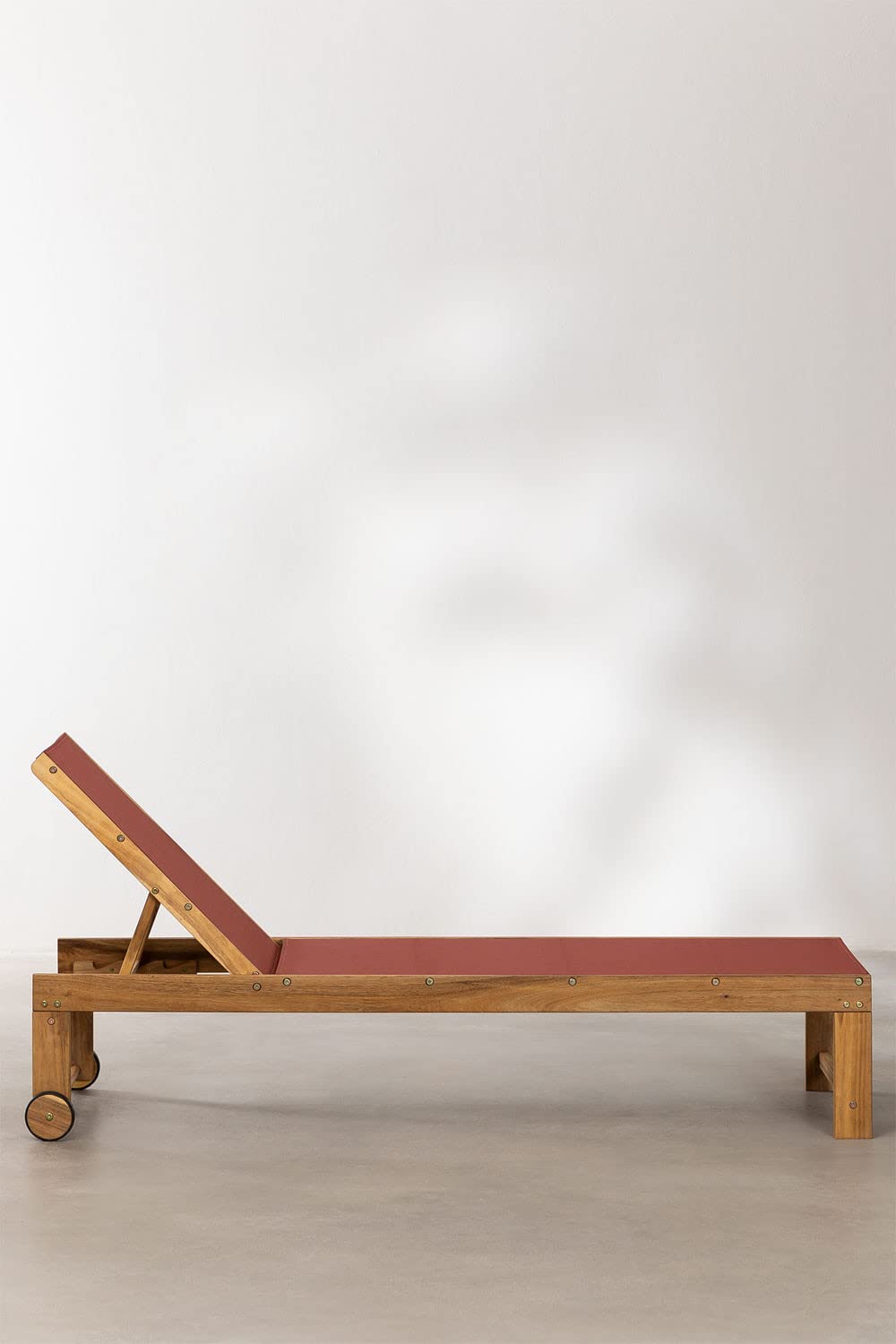 Sklum Valerys Lettino Reclinabile Legno Tetto Rosso con Ruote