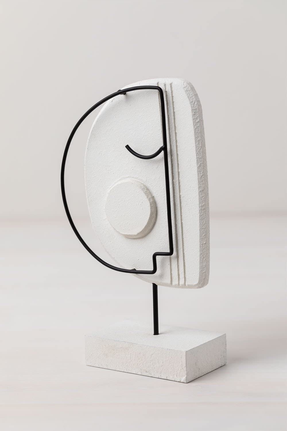 Sklum Adara Figura Decorativa Bianco Nero MDF Viso