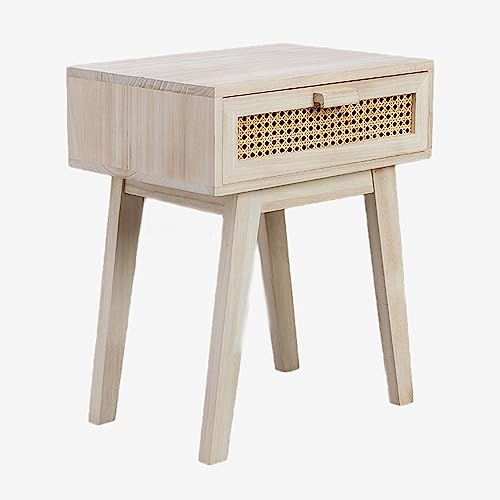 Sklum Ralik Design Comodino Legno con Cassetto Rattan