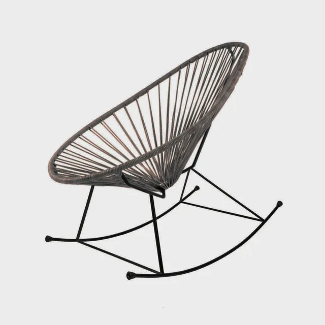 Acapulco Design Rocking Chair Negro sedia a dondolo nera pelle