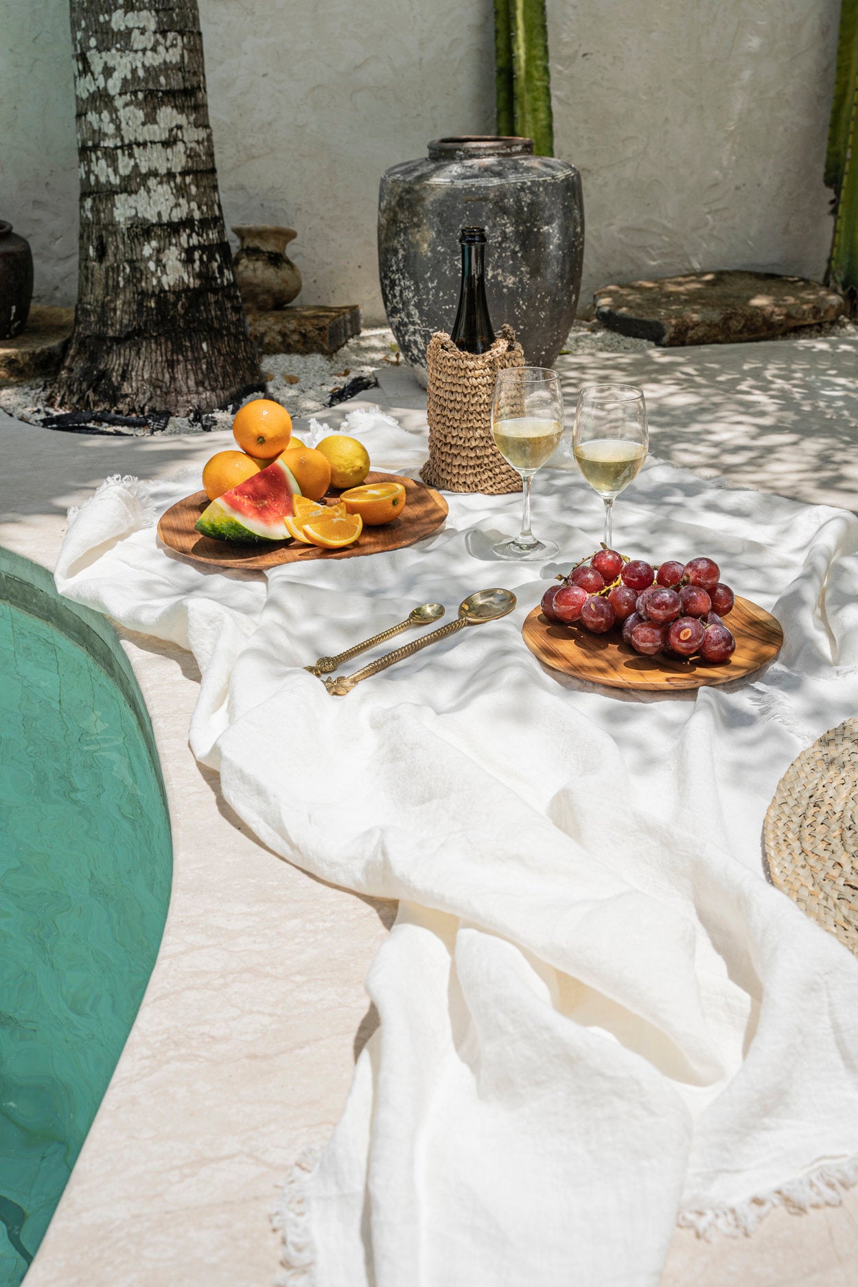 Bambua The Linen tovaglia lino bianco 150x150