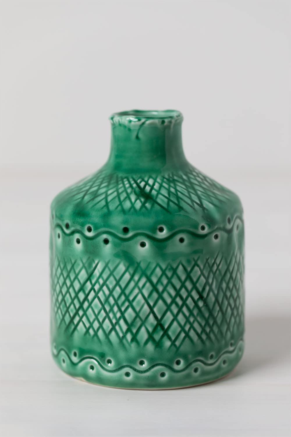 Sklum Ayon vaso decorativo ceramica verde smeraldo 16 cm