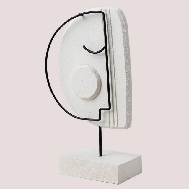 Sklum Adara Figura Decorativa Bianco Nero MDF Viso