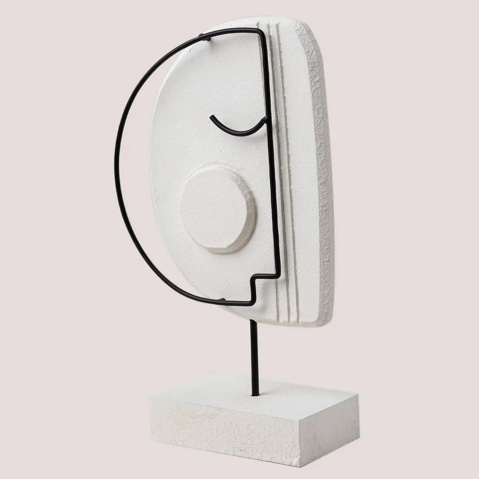 Sklum Adara Figura Decorativa Bianco Nero MDF Viso