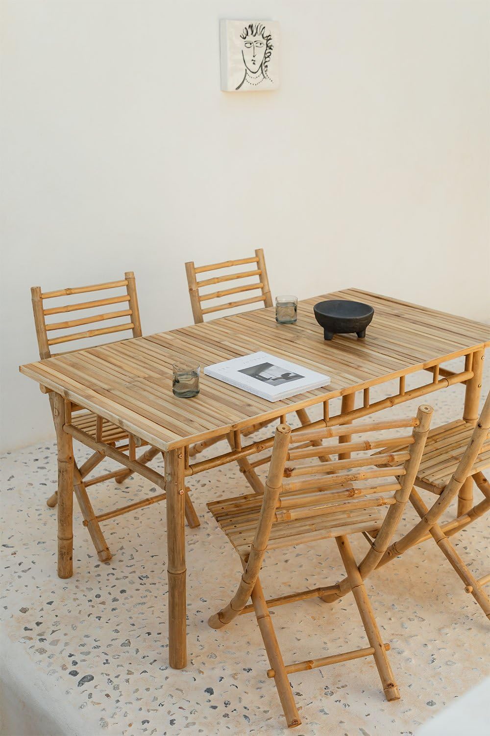 Sklum Marilin tavolo giardino rettangolare 150x80 cm bambù